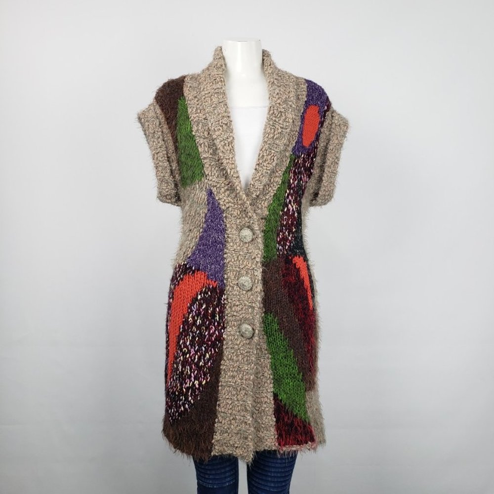 Brown Soft Knit Short Sleeve Cardigan Size S